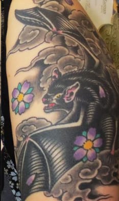Japanese Bat Black Tattoo
