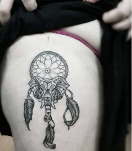 Mini Elephant Dreamcatcher Tattoo