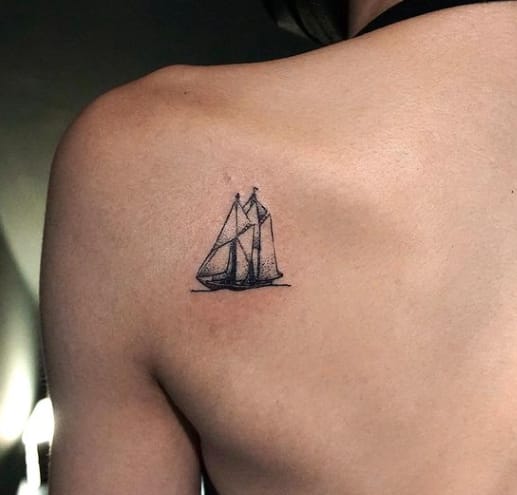 Mini back Boat Tattoo