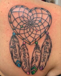 Name Heart Dreamcatcher Tattoo