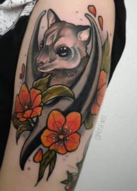 Neo Traditional Bat Tattoo