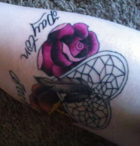 Purple Rose Heart Dreamcatcher Tattoo