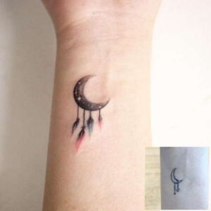 Back Moon Simple Dream Catcher Tattoo