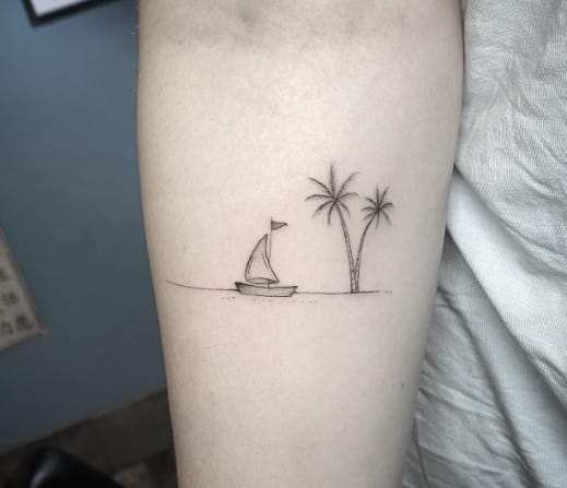 Sail Boat With Palm