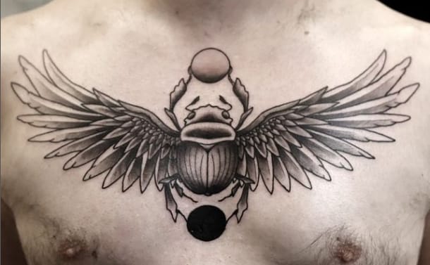 Scarab Beetle Chest Tattoo