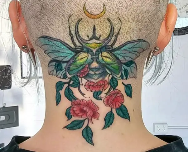 Scarab Beetle Head Tattoo