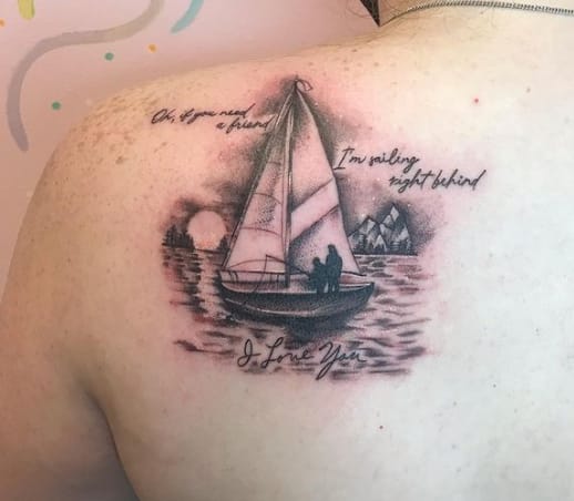 Shaded Boat Tattoo