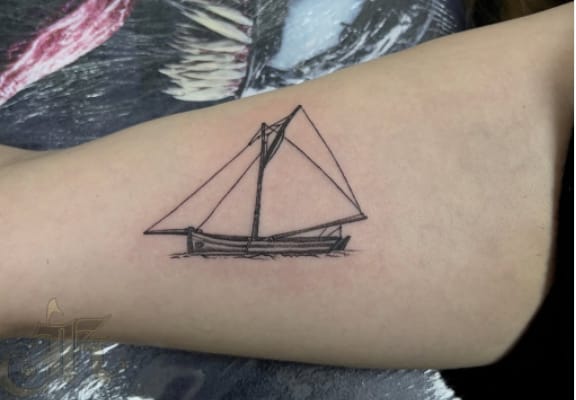 Simple Anchor and Boat Tattoo - wide 1