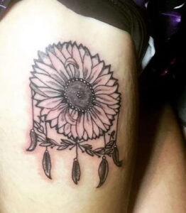 Simple Sunflower Dreamcatcher Tattoo
