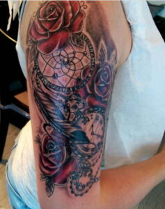 Timeline Rose Dreamcatcher Tattoo