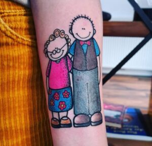 Grandpa-Grandma Colorful Tattoo
