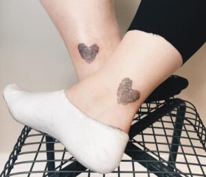 Mother Daughter Leg Fingerprint Tattoo