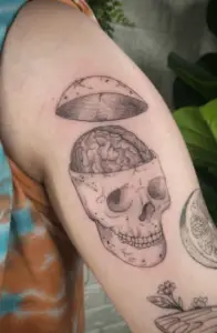 brain tattoo on head