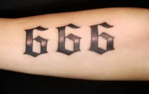 666 hand tattoo