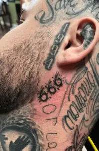 666 neck tattoo