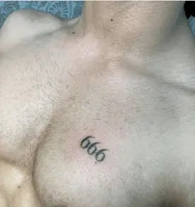 666 tattoo on chest