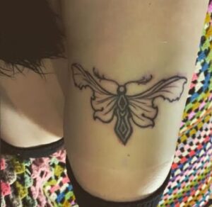 Above Knee Butterfly Tattoo