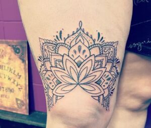 Above Knee Crown Tattoo