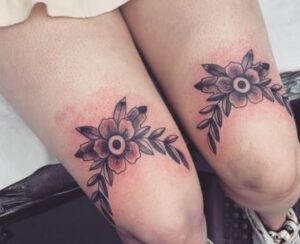 Above Knee Flower Tattoo