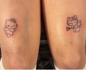 Above Knee Hello Kitty Tattoo