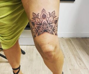 Above Knee Mandala Tattoo For Female