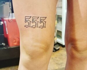 Above Knee Number Tattoo