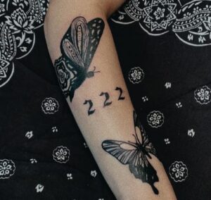 Angel Number 222 Butterfly Tattoo