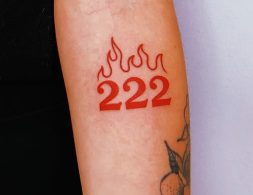 Angel Number 222 Fire Tattoo