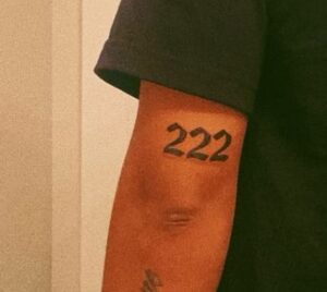 Angel Number 222 Men Tattoo