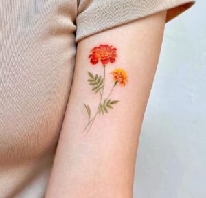 Colorful Flower Arm Tattoo For Girls