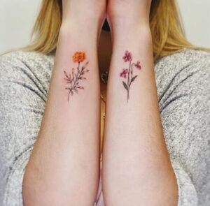 Colorful Wrist Floral Tattoo