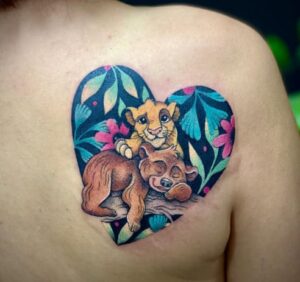 Lion King Heart Back Tattoo