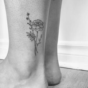 Marigold Flower Ankle Tattoo