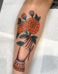 Marigold Flower Drawing Tattoo