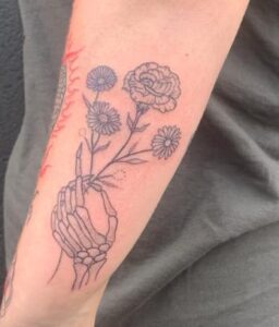 Marigold Flower Tattoo With Daisy
