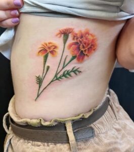 Marigold Flower Tattoos With Carnations