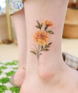 Marigold Vibrant Leg Tattoo