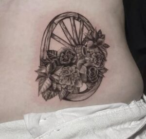 Wooden Carriage Marigold Tattoo