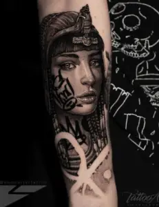 black and white tribal cleopatra tattoo