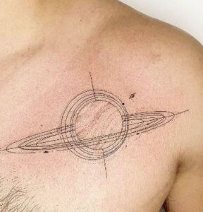 chest galaxy tattoo