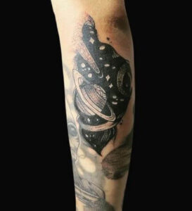 galaxy elbow tattoo