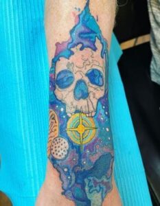 galaxy skull tattoo