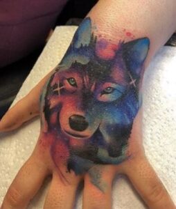 galaxy wolf tattoo 2