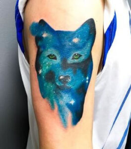 galaxy wolf tattoo 4