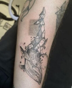 geometrical whale tattoo