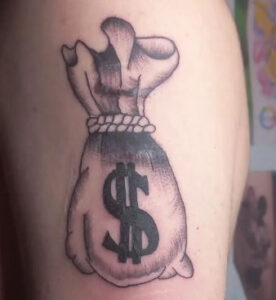 hustle money bag tattoo