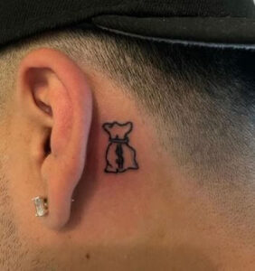 money bag ear tattoo
