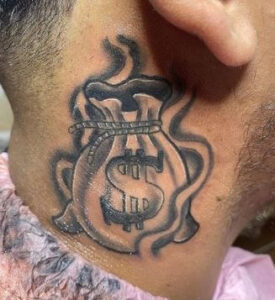 money bag neck tattoo