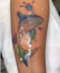 watercolor whale tattoo