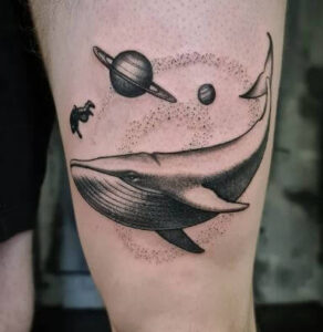 whale space tattoo